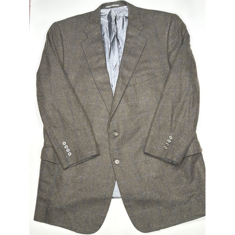 Ermenegildo Zegna Brown Plaid Silk Cashmere Sport Coat Blazer Big & Tall Men 70R